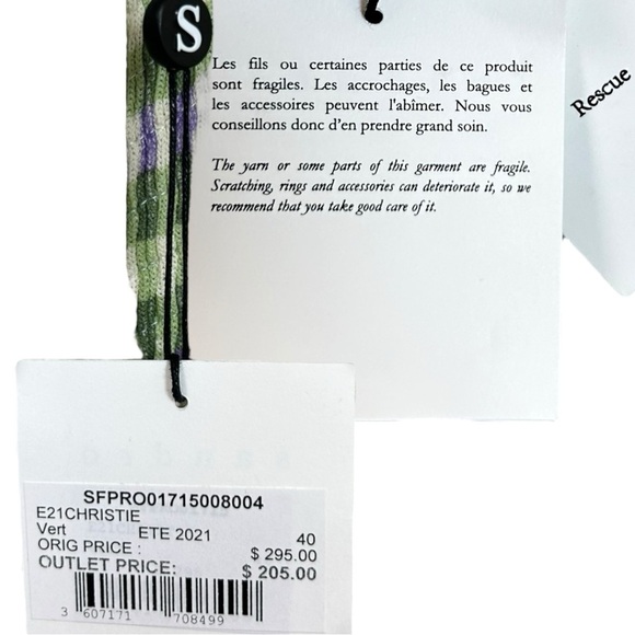 SANDRO, NWT Womens ‘Christie’ Stripe Knit Mini Dress, Vert Green Size FR 40 US 8 - Picture 12 of 14